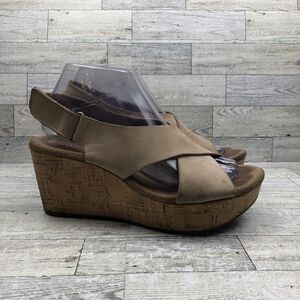 Clark's Artisan 8.5 M Butter Soft Leather Cork Wedges Comfy Cruise Coastal Boho